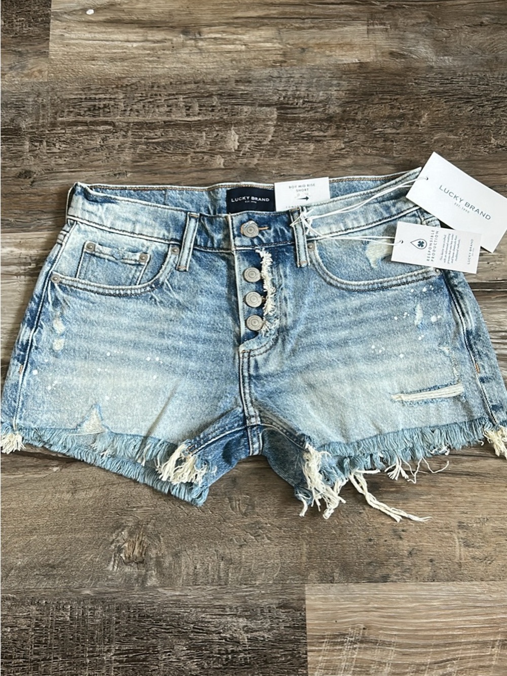 NWT Lucky Brand Light Wash Distressed Denim Shorts - Blue 2